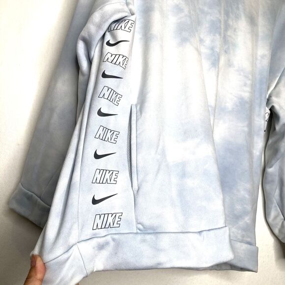 Nike Blue Tie Dye Pullover Hoodie Logos Size Large Pockets - Picture 4 of 10